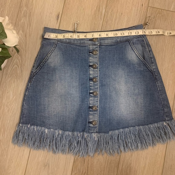 High Waisted Denim Women’s Skirt with Fringe | Boho/Country | Size S - Picture 3 of 4